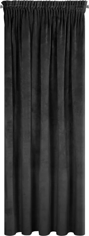 Dekorstudio Záves VILLA z exkluzívneho zamatu 140 x 270 cm v čiernej farbe - riasiaca páska