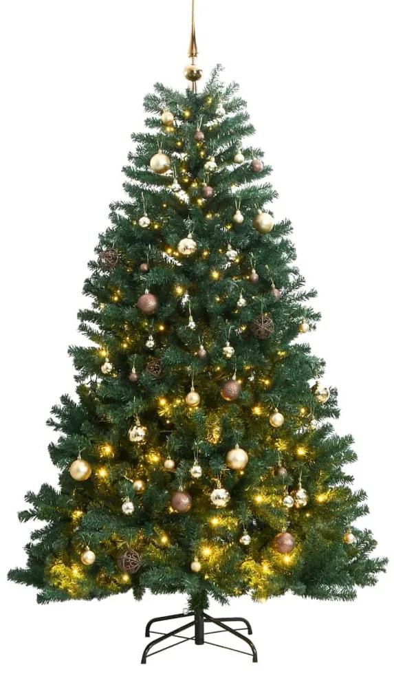 Umelý výklopný vianočný stromček 300 LED a sada gúľ 180 cm 3210128