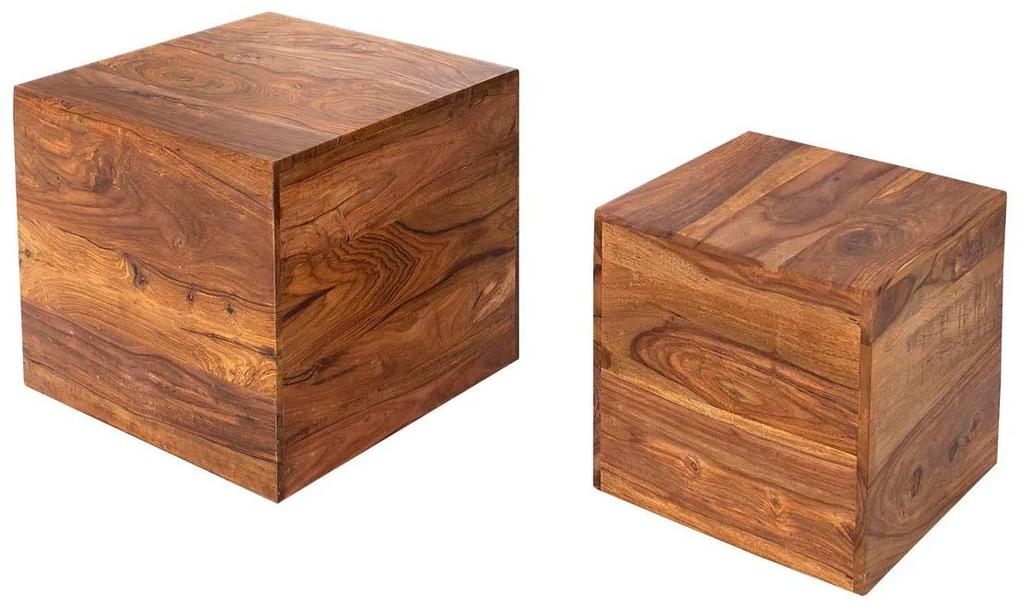 Dizajnové stolíky Timber kocky z masívneho dreva