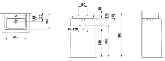 LAUFEN H8119520001041 - Keramické umývadlo PRO 45x34 cm, biela
