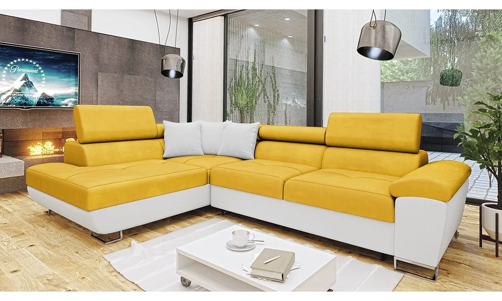 Rohová sedačka Alvin, Dostupné poťahy: ekokoža Soft 017 + Uttario Velvet 2971 + Kronos 02, Strana: ľavá