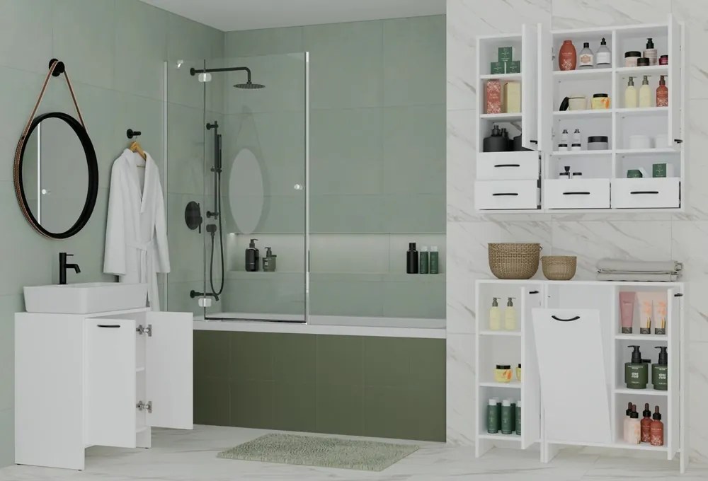 Spodná kúpeľňová skrinka s policami Nina 35 cm biela