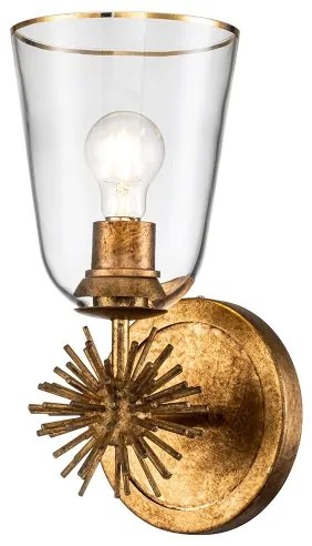 Quoizel STARING-1WB-DG-CLEAR - Nástenné svietidlo STARING 1xE27/40W/230V medené