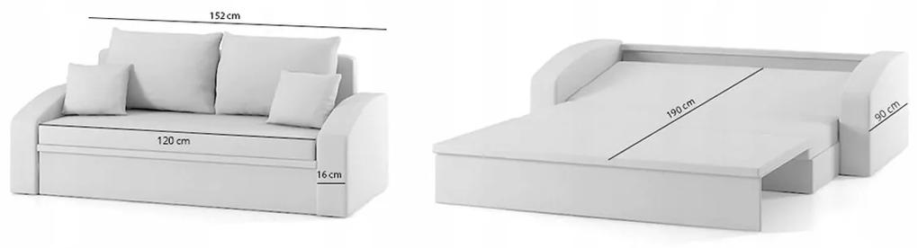 Dizajnová rozkladacia pohovka bielo-sivej farby, 152 x 90 cm