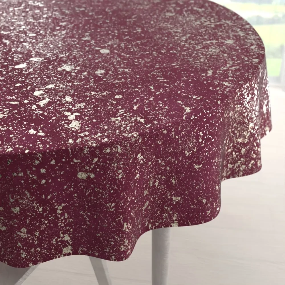 Biante Zamatový okrúhly obrus Isabela IBL-006 Gold Design vínový Ø 130 cm
