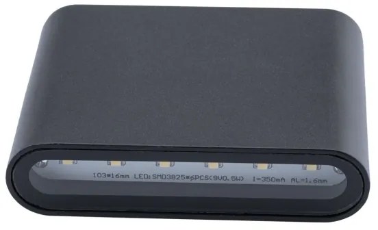 LED Vonkajšie nástenné svietidlo FLOW 2xLED/3W/230V IP54 čierna