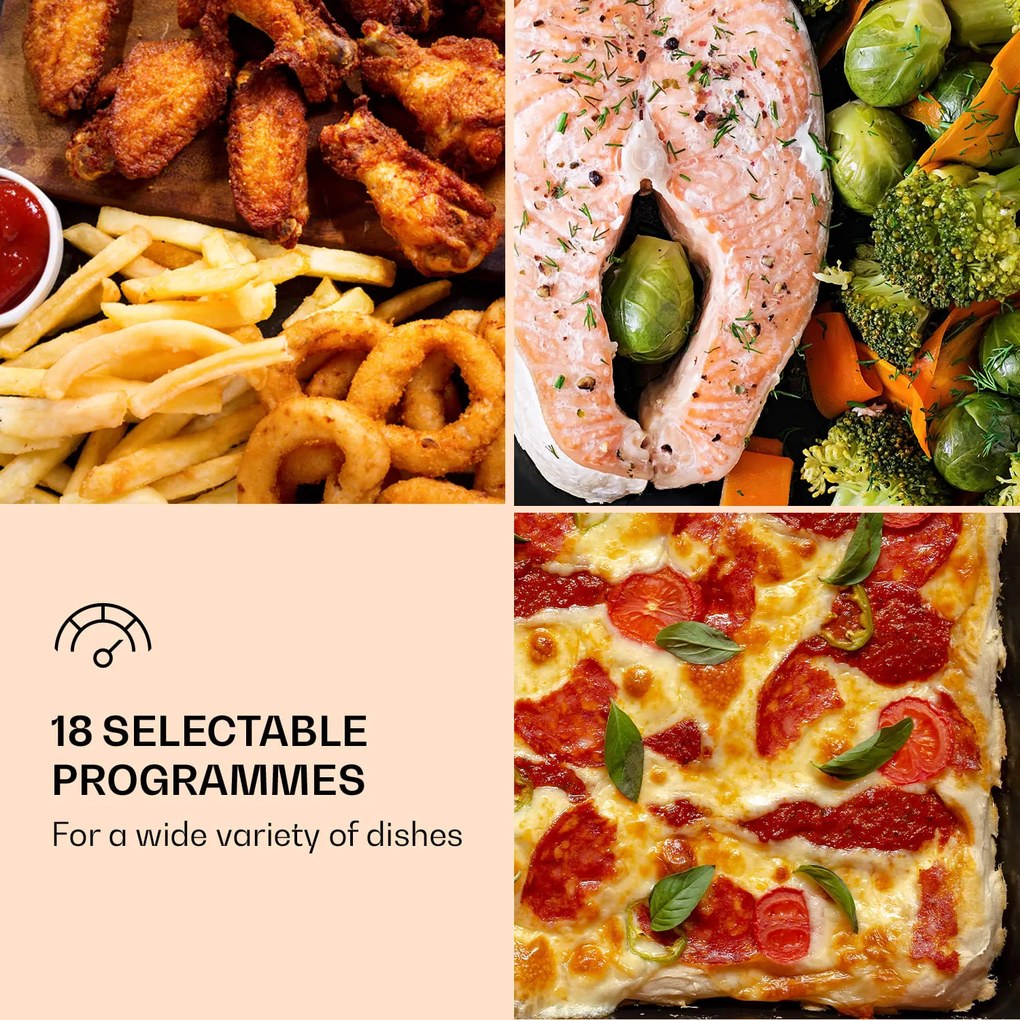 Klarstein Vigor Air, teplovzdušná fritéza, 1800 W, 30 l, 18 programov, horný a dolný ohrev