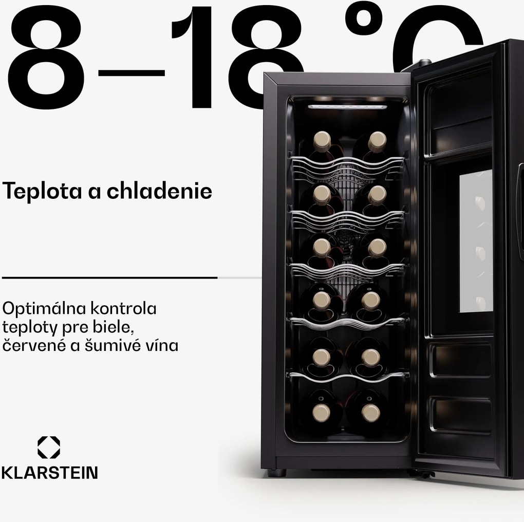 Klarstein Silent Vino 12 Uno Slim Chladnička na víno 30 l / 12 fliaš 8-18 °C Dotyková