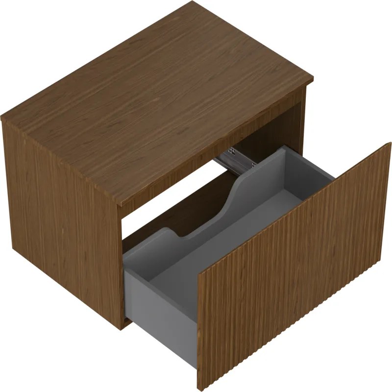 Mexen Rivel, kúpeľňová skrinka 70 cm s hornou doskou, 1 zásuvka, drážkovaná, orech, 91A20-07047-1-BFC86