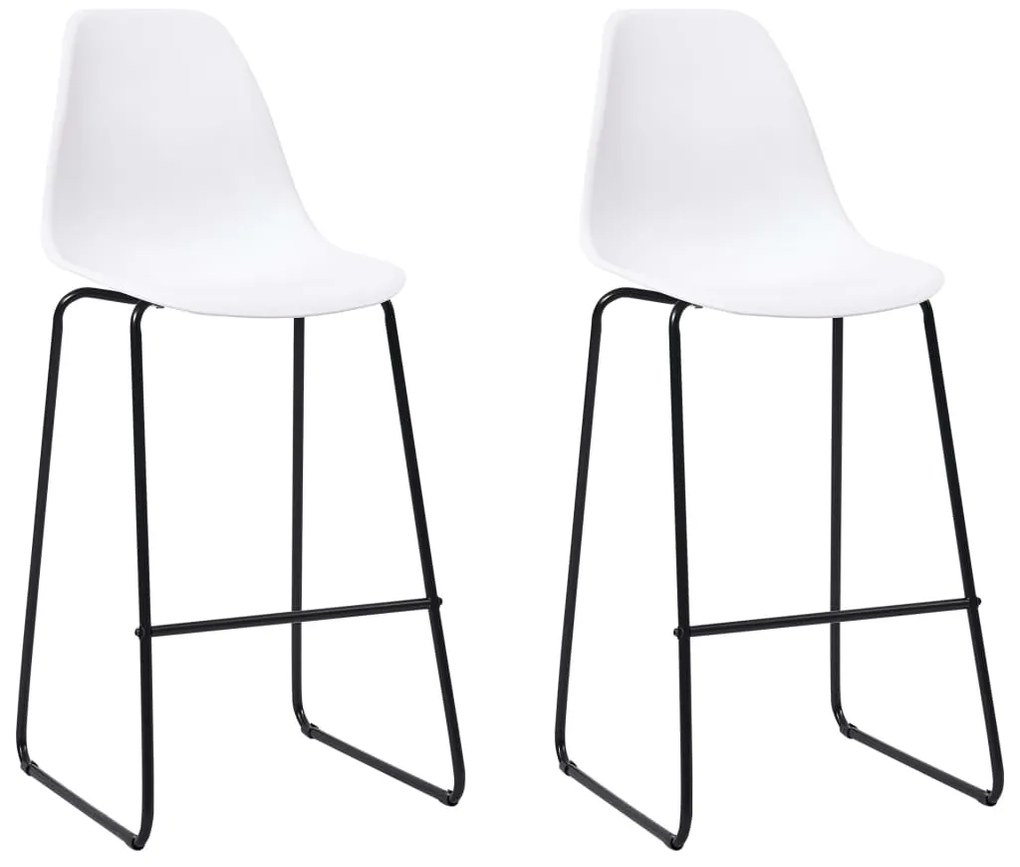 vidaXL Barové stoličky 2 ks, biele, plast