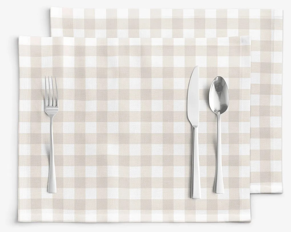 Goldea prestieranie na stôl 100% bavlnené plátno - latte kocky - sada 2ks 30 x 40 cm