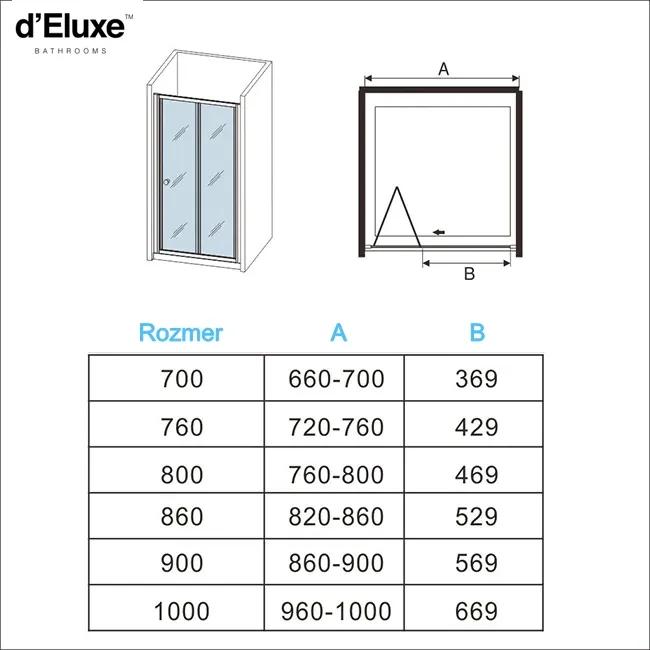 D‘Eluxe - SPRCHOVÉ DVERE - Sprchové dvere BIFOLD OJ12 -100x18cm sprchové dvere skladacie číre 5 chróm univerzálna - ľavá/pravá 76 185 76x185 42.9