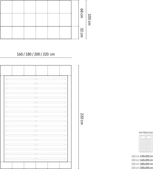 Čierna čalúnená dvojlôžková posteľ s úložným priestorom s roštom 180x200 cm Bellis – Micadoni Home