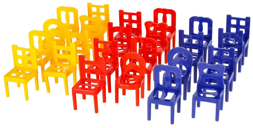 KIK Padajúce stoličky - rodinná arkádová stolová hra 24 ks, stohovanie pre deti