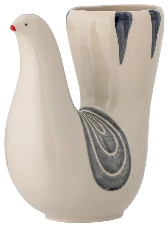 Krémová ručne maľovaná váza z kameniny (výška 19 cm) Trudy – Bloomingville