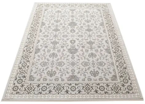 Koberec Allora Plus F346A ornament / rám, strieborný / sivý