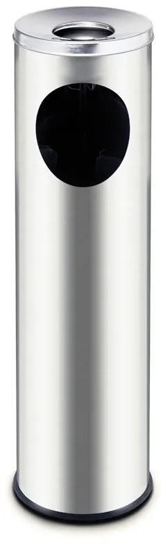 Odpadkový kôš s popolníkom, 200 x 200 x 700 mm, nerez matný