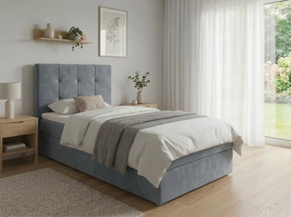 Čalúnená posteľ boxspring DIRELIS TRINITY 90x200 cm sivá Matrac: Matrac Bonell pružinový