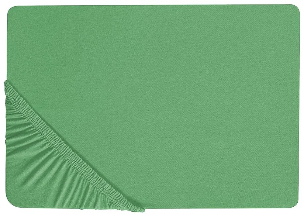 Bavlnená posteľná plachta 180 x 200 cm zelená JANBU Beliani