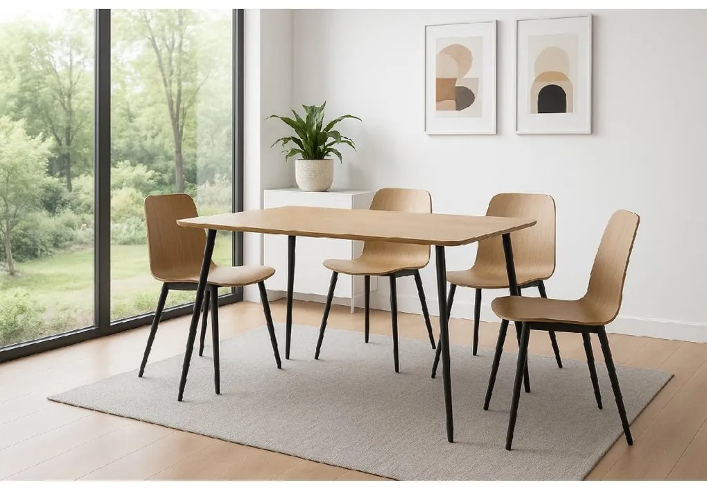 Noela Jedálenský stôl prírodný dekor s čiernou podnožou VILIS 120