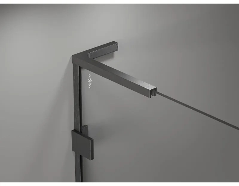 Mexen Lunar, L pravý polkruhový sprchový kút 90 x 80 cm, 8mm číre sklo, profil grafit brúsený, 833L-090P-080L-66-00