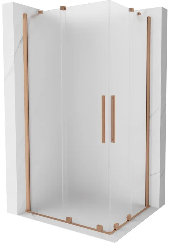 Mexen Velar Duo, sprchový kút s posuvnými dverami 90 x 80 cm, 8mm sklo námraza, medená matná, 871-090-080-32-65