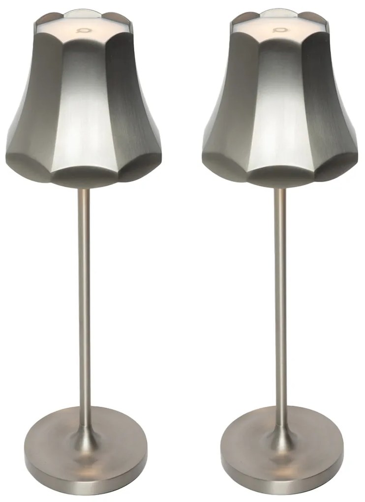 Sada 2 retro stolových lámp Gunmetal nabíjateľných IP44 - Granny