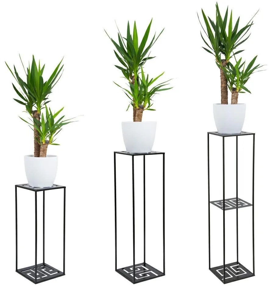 Moderný stojan na kvetináč Labyrint 100 cm ČIERNY