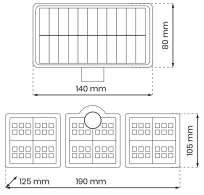 LED Solárny reflektor so senzorom pohybu LED/20W/3,7V 1200 mAh IP44 + DO