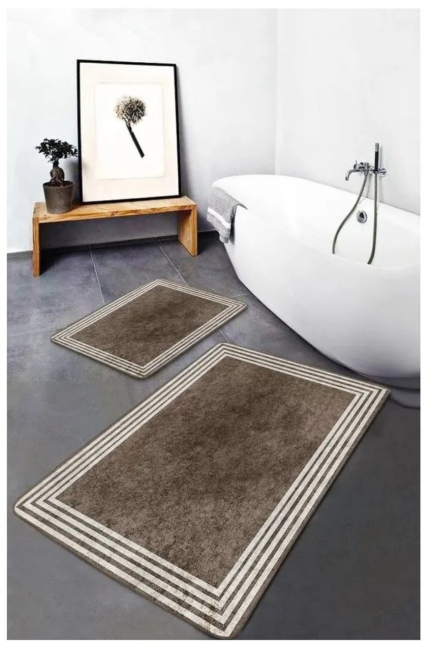 Taupe zamatové kúpeľňové predložky v súprave 2 ks 60x100 cm – Mila Home