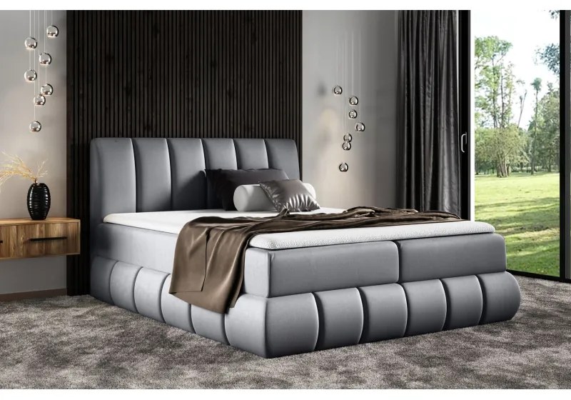 Dizajnová čalúnená posteľ 200x200 VENY - sivá + topper ZDARMA