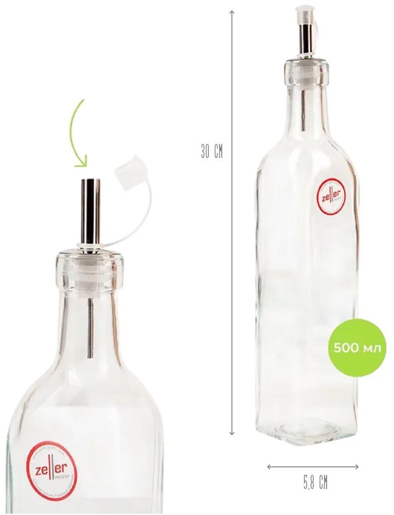 Zeller Present Súprava fliaš na olej a ocot 500ml+270ml so štítkami, Zeller