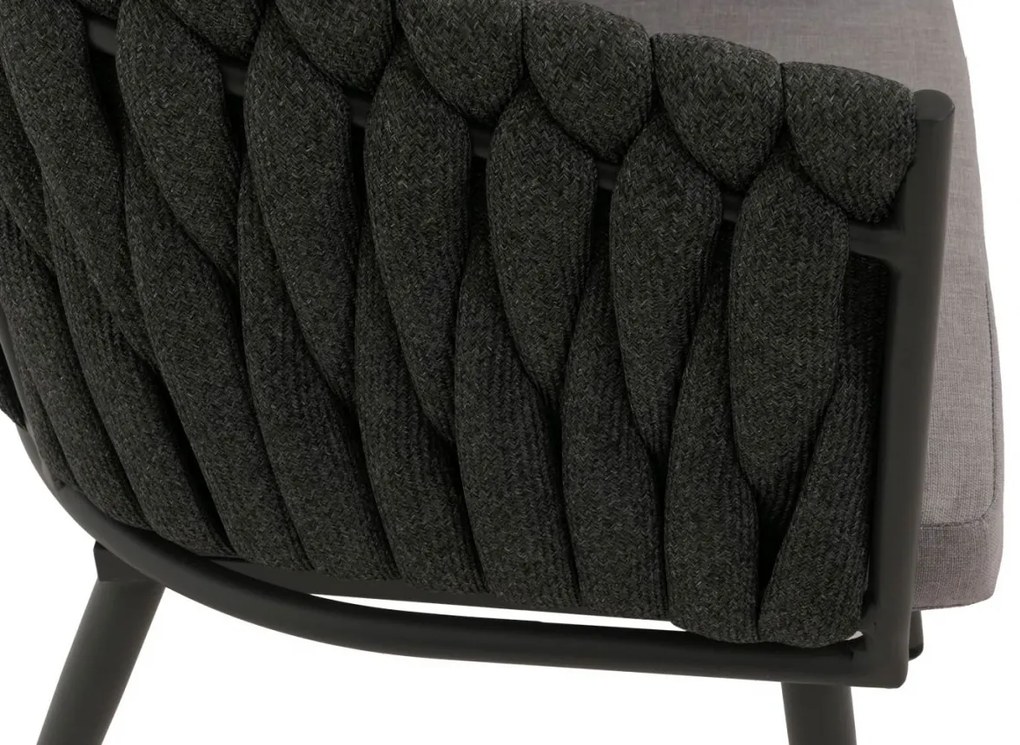 Záhradné stoličky HWC-N38 (SET 2 ks), olefínové lano, antracitové vankúše - svetlo sivá