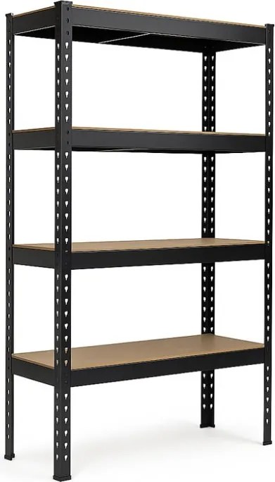 Akcia 5x Regál 180x140x40 cm profesionálny 4-policový, nosnosť 1200 kg - čierny