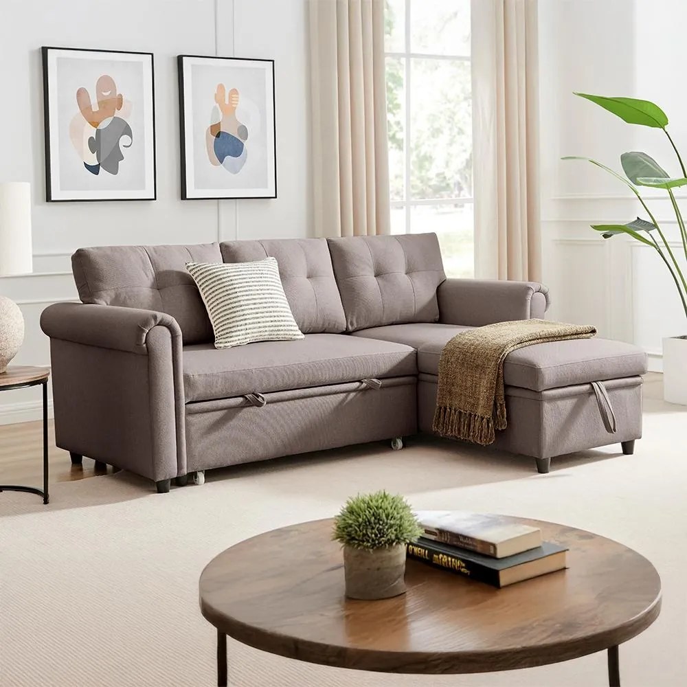 Rohová rozkladacia sedacia súprava Catini NESTA hnedá