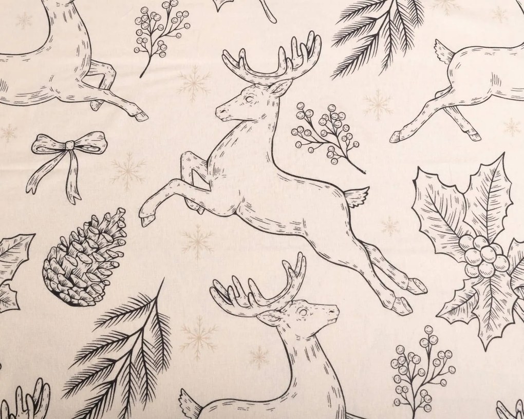 Matex Flanelové obliečky 140x200 + 70x90 cm - Tradičné Vianoce béžové