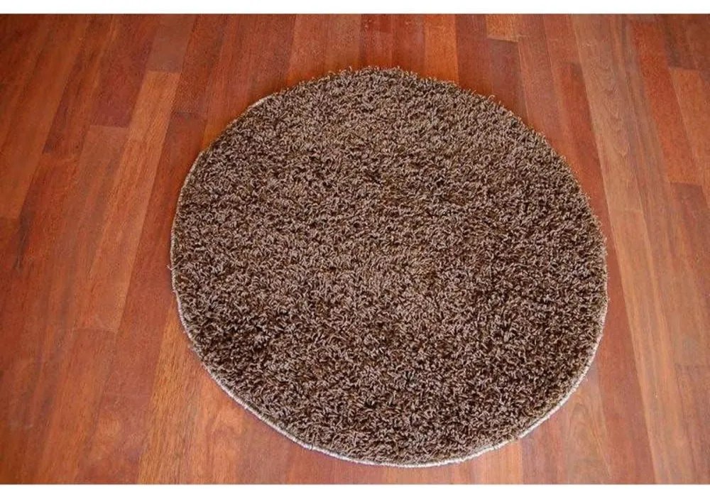 Kusový koberec Shaggy Roy hnedý kruh 120cm