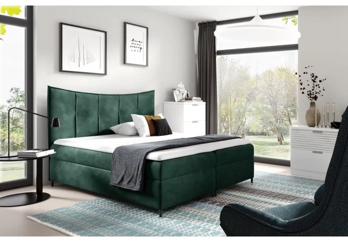 Boxspringová posteľ IRINI - 120x200, zelená + topper ZDARMA