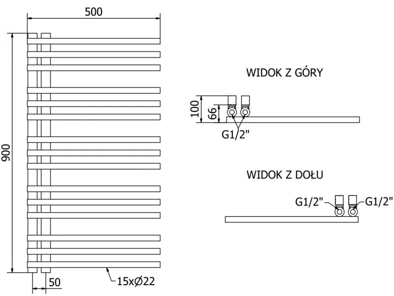 Mexen Neptun, elektrické vykurovacie teleso 900 x 500 mm, 600 W, čierna, W101-0900-500-2600-70