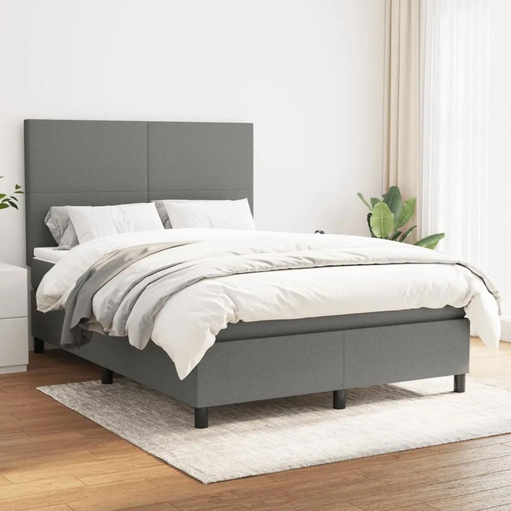 Boxspring posteľ s matracom tmavosivá 140x190 cm látka 3141610