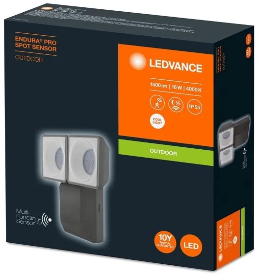 Ledvance - LED Vonkajšie nástenné svietidlo so senzorom SPOT 2xLED/8W/230V IP55