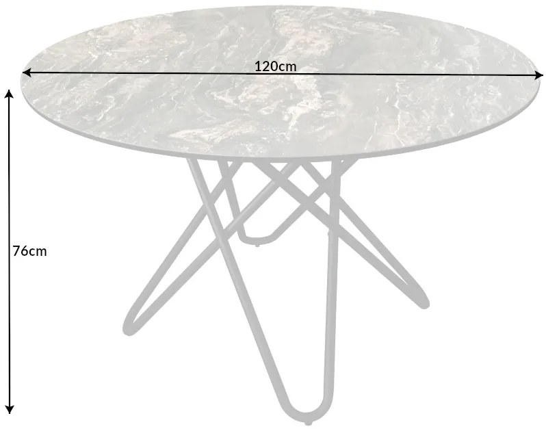Jedálenský stôl Kruhový 120cm prírodný kameň keramika