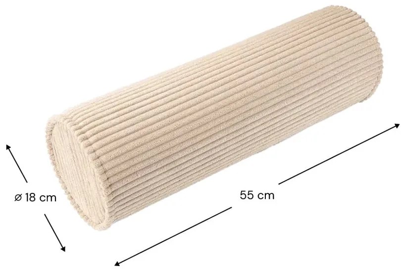 Svetlohnedý menčestrový detský pohovkový vankúš Roll – Wigiwama