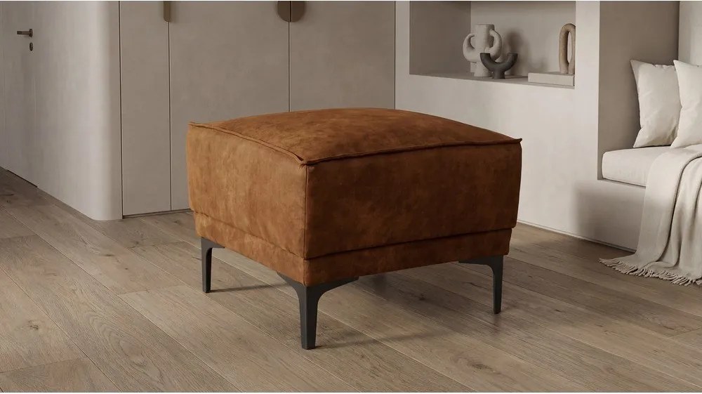 Koňakovohnedý taburet z imitácie kože Copenhagen – Scandic