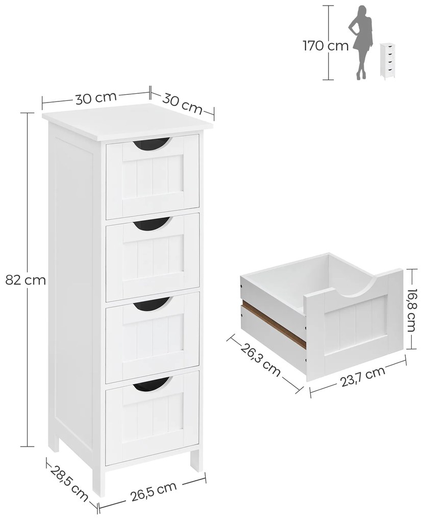 Kúpeľňová skrinka LEHAC 30x82 cm, biela