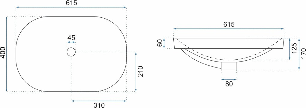 Rea Arleta umývadlo, 59 x 41 cm, biela, REA-U8700