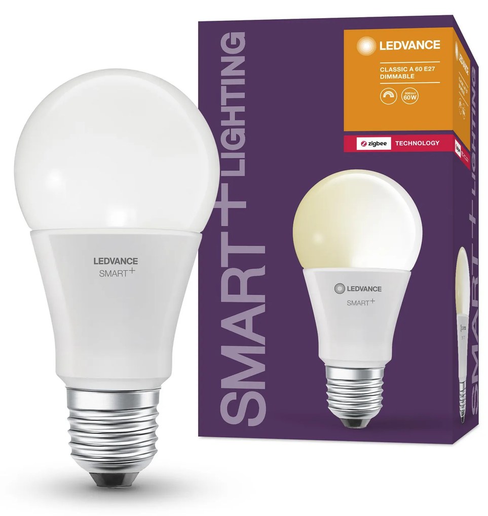 LEDVANCE Inteligentná LED žiarovka SMART+ ZB, E27, A60, 9W, 806lm, 2700K, teplá biela