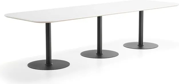 Stôl METRIC, zaoblené rohy, 3000x1000x720 mm, čierna/biela