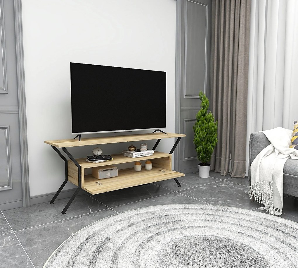 TV stolík/skrinka Tarza (Prírodná + Čierna ). Akcia -17%. Vlastná spoľahlivá doprava až k Vám domov. 1072862