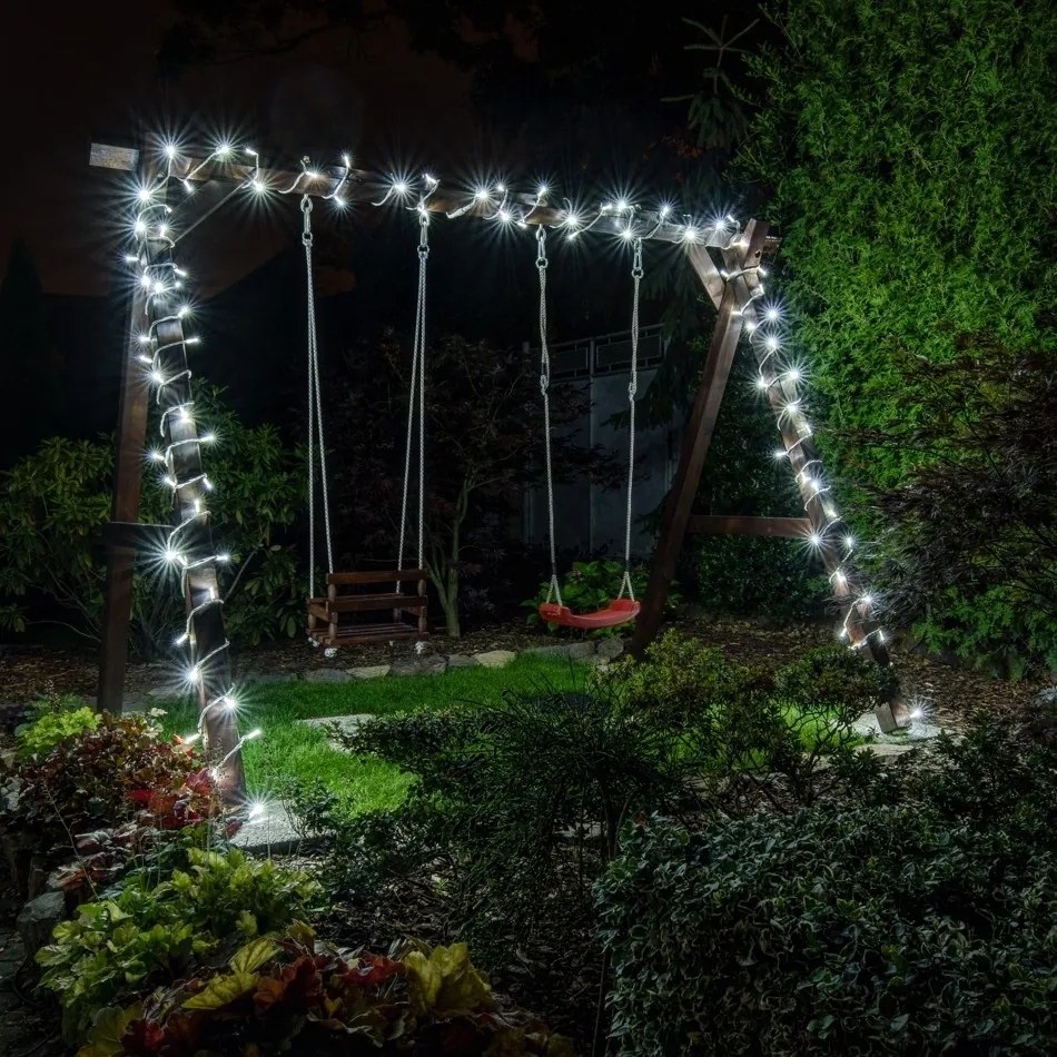 DECOLED LED světelný řetěz 20 m, ledově bílá, 120 diod, IP67, bílý kabel